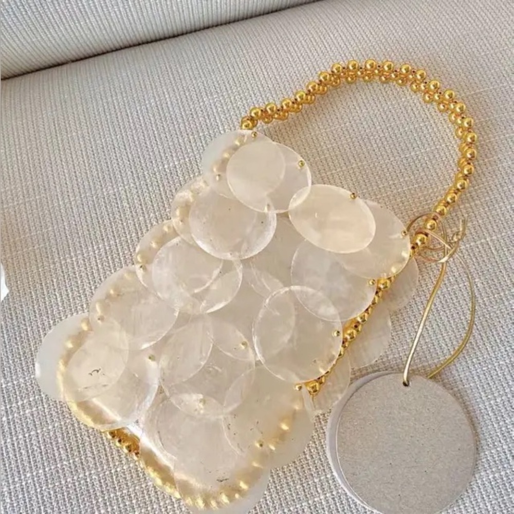 Luxurious quality Embellished shell mother of pearl sequin summer handbag purse - Picture 6 of 7